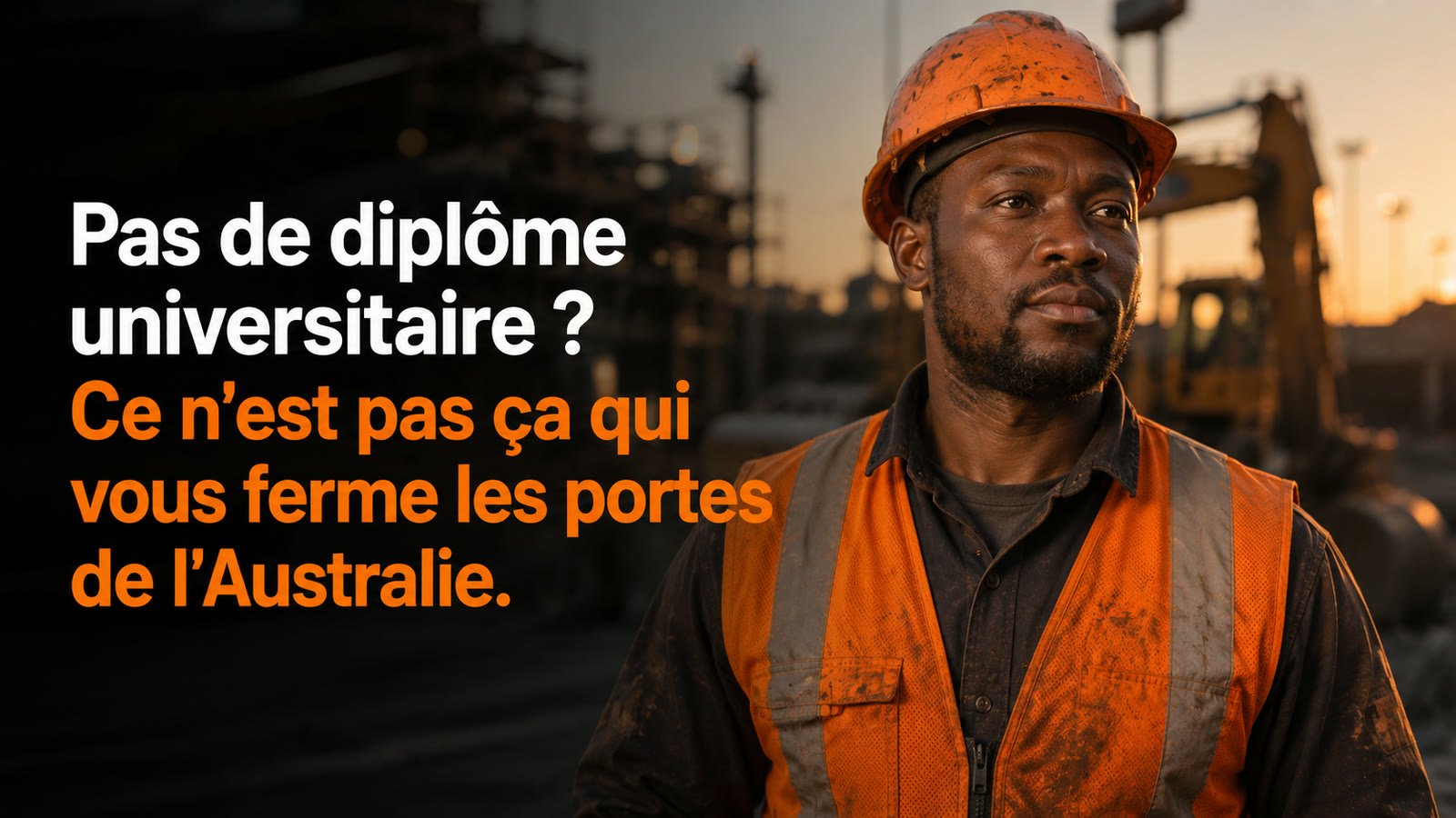 Travailleur africain en gilet de sécurité sur un chantier en Australie